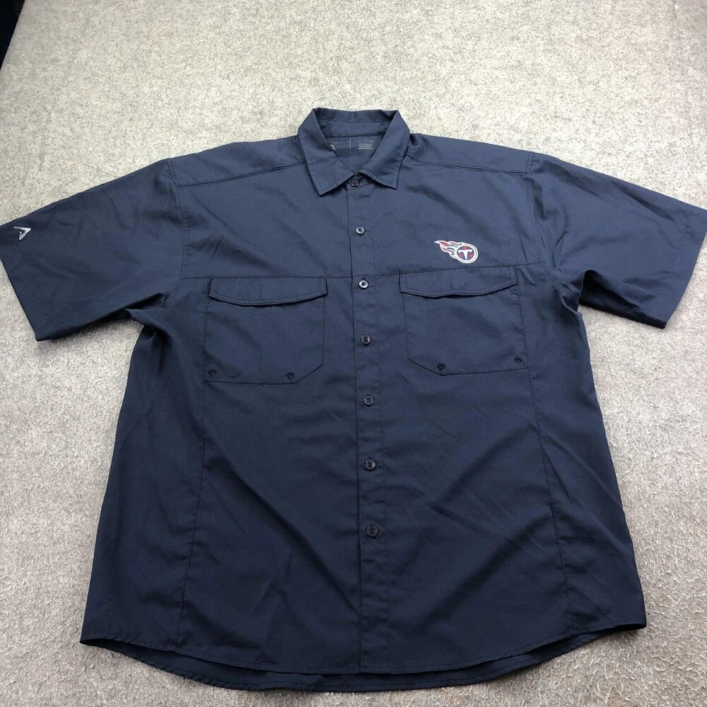 Tennessee Titans Shirt Mens Large Blue NFL Football Antigua Button Front